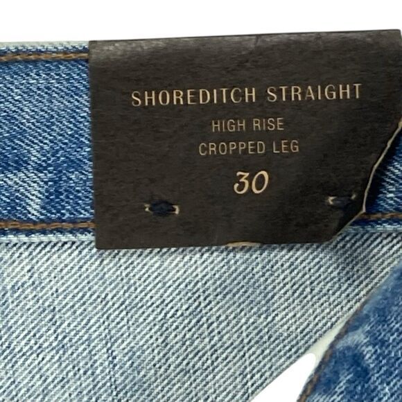 Point Sur Jeans Womens 30 Blue Distressed High Waisted Cropped Leg Selvedge NEW - Picture 14 of 16